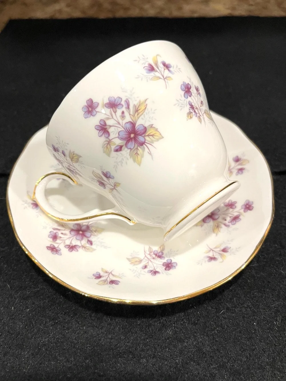 Vintage Duchess Woodside Purple Floral Tea Cup and Saucer Made in England